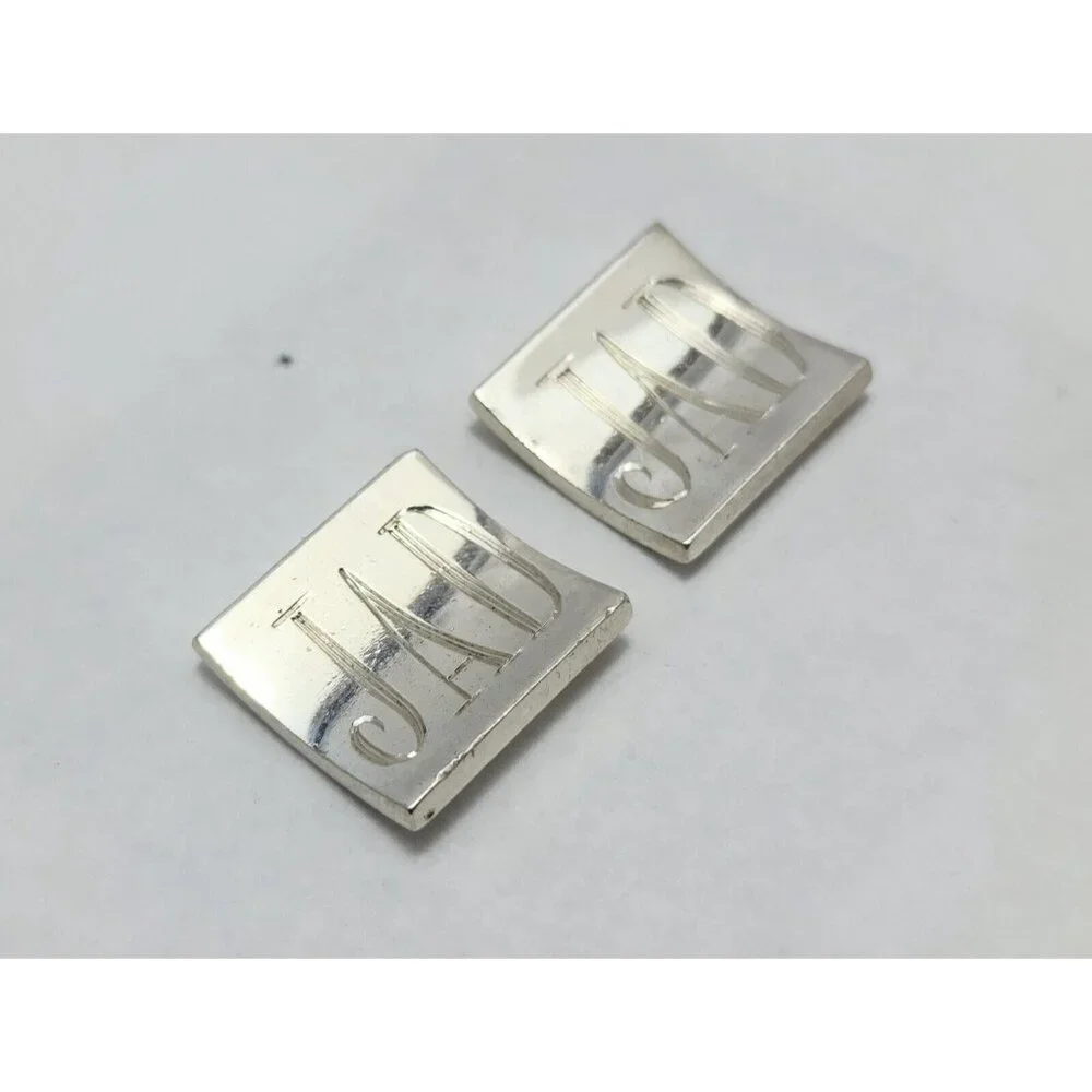 Vintage Rare Allan Adler Sterling Silver Square Modernist Cufflinks w/ Monogram